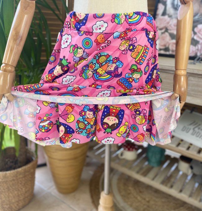 Jupe -short ample rose esprit Contes de Fée Naïf du 38 au 54