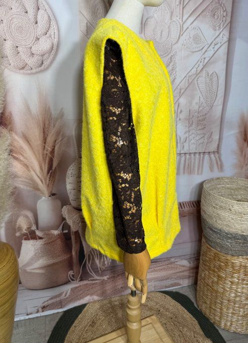 Veste sans manches façon laine bouillie jaune citron du 40 au 50/52 