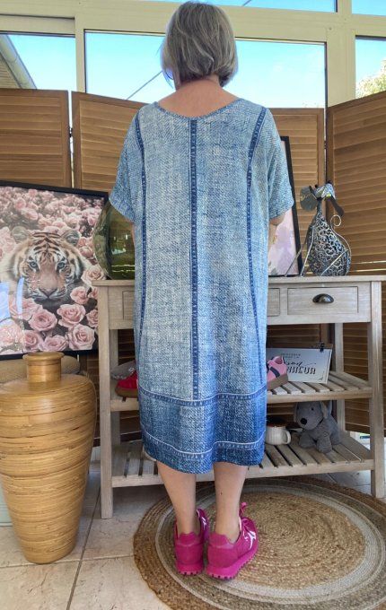 Robe mi-longue effet jeans délavé chat Be Happy Every Single Day du 42 au 50/52