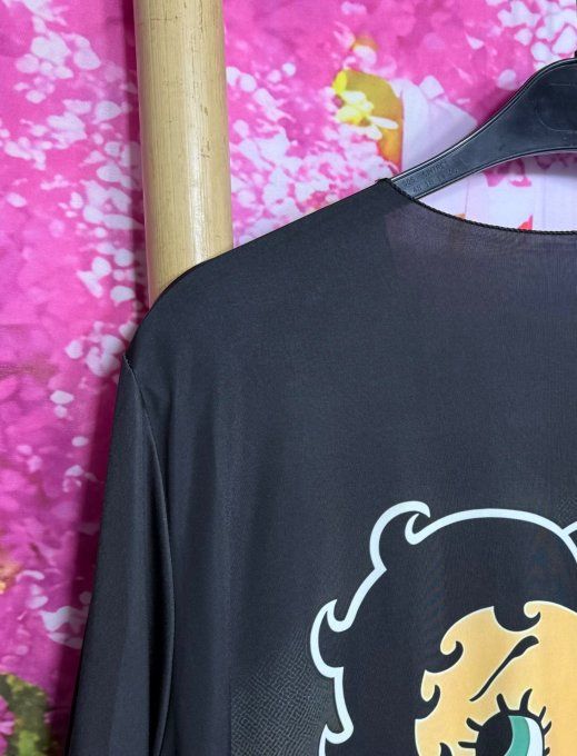 Tee-shirt fin trapèze oversize lycra noir Betty Boop Pinup Rétro chic du 42 au 54/56 