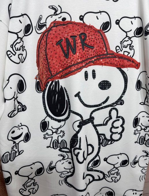 Robe ample blanche Snoopy American Base-Ball Player confort ++++ du 38 au 48 