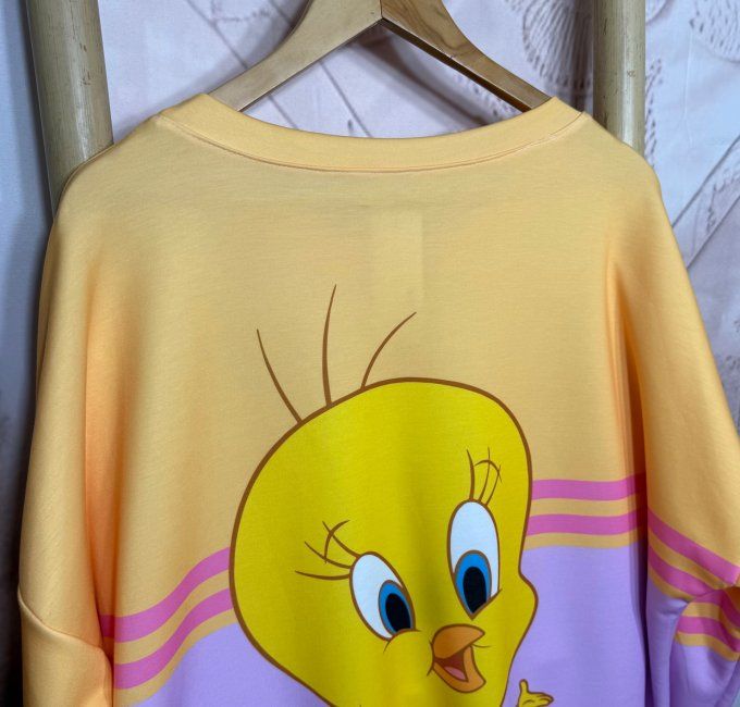 Sweat ample jaune Lilas Mon adorable Titi Looney Tunes du 40 au 52/54 