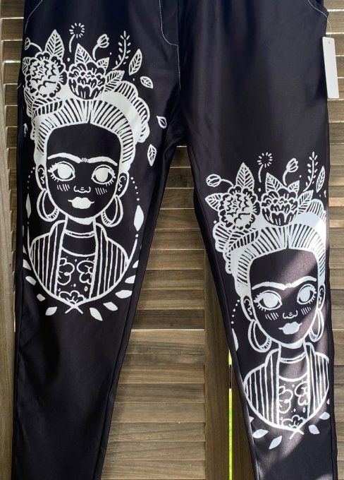 panta jogg (pantalon magique) noir Frida Kahlo extensible confort ++ du 38 au 46/48 
