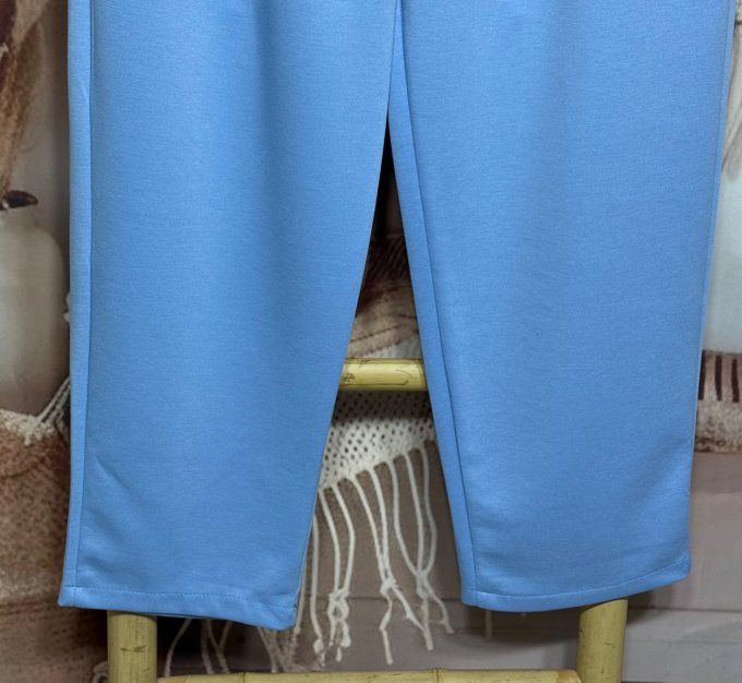 pantalon façon jogg bleu layette bébé boutons dorés + ceinture confort  ++++ du 38 au 50 