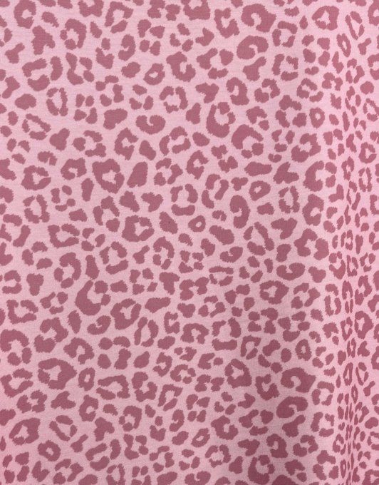 Sweat ample manches courtes Léopard Vieux Rose & Rose poudré du 40 au 52/54