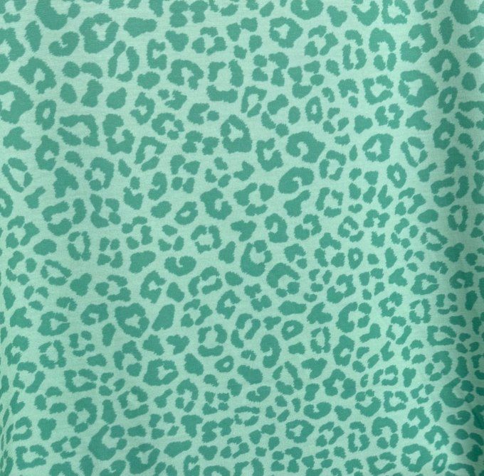 Sweat ample manches courtes Léopard Menthe & Vert d'eau du 40 au 52/54 