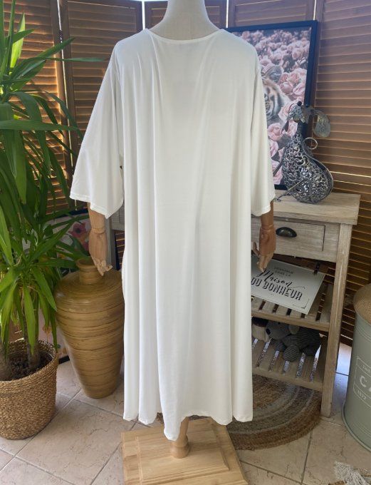 Robe trapèze longue ample blanche Betty Boop I Love You du 42 au 54/56 et + 