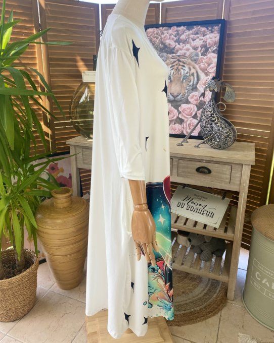 Robe trapèze longue ample blanche Tinker.belle La Fée Clochette du 42 au 54/56 et +  
