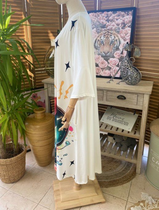 Robe trapèze longue ample blanche Tinker.belle La Fée Clochette du 42 au 54/56 et +  
