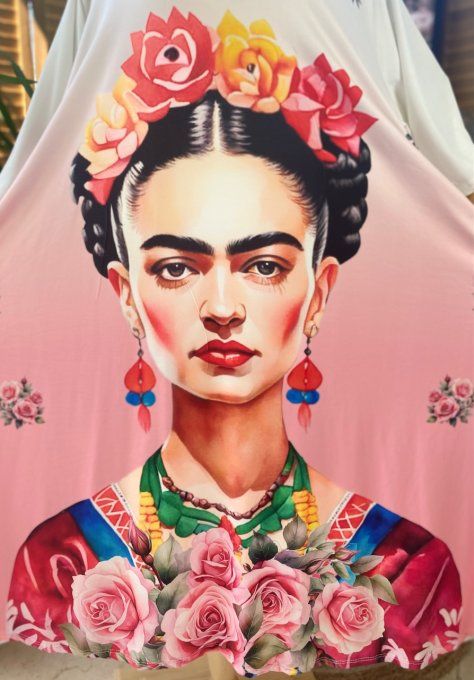 Robe trapèze longue ample blanche Frida Kahlo du 42 au 54/56 et +   