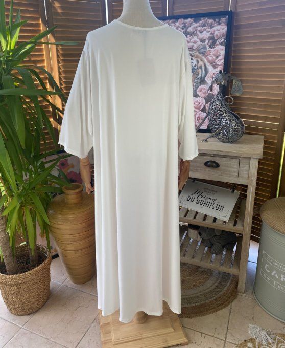 Robe trapèze longue ample blanche Frida Kahlo du 42 au 54/56 et +   