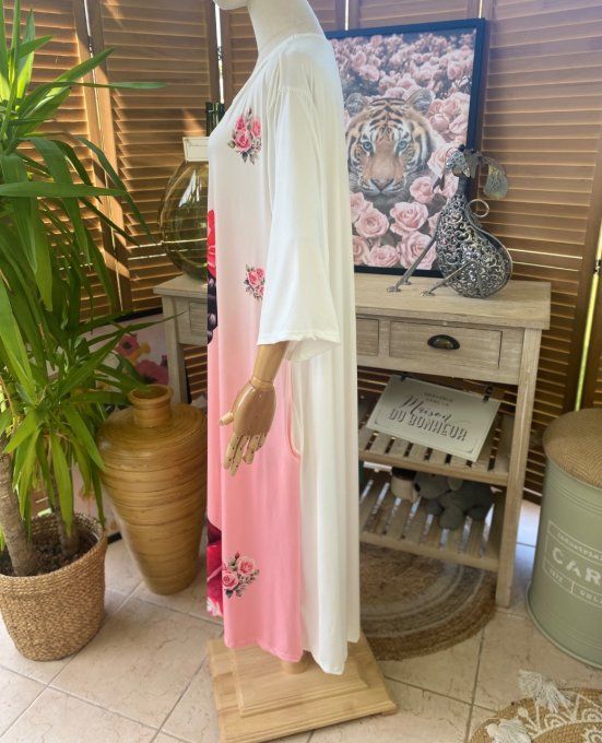 Robe trapèze longue ample blanche Frida Kahlo du 42 au 54/56 et +   