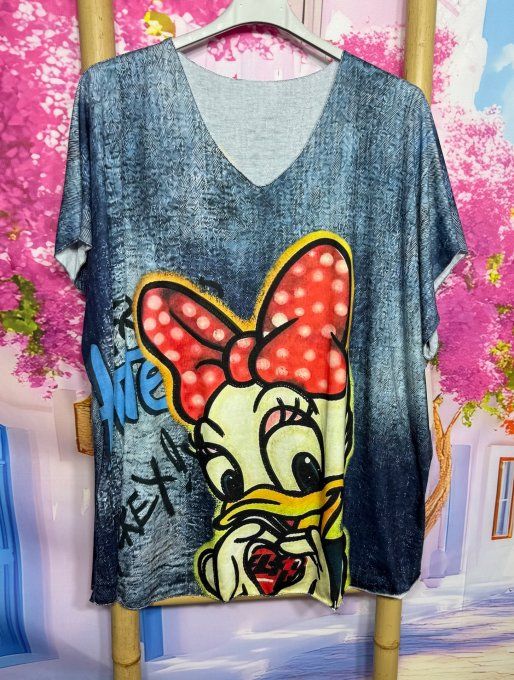 Tee-shirt ample effet jeans délavé Daisy Duck Disney du 42 au 54/56  