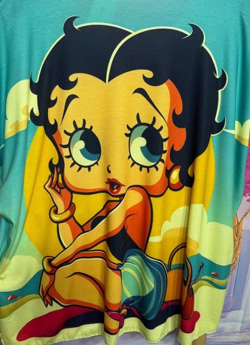 Top fin ample turquoise Betty Boop on the Beach du 42 au 54/56   