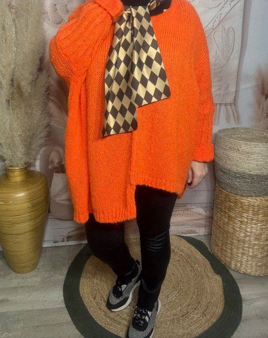 Foulard satiné long 2 faces Jacquard losanges My Teddy Bear chic ++++ - 