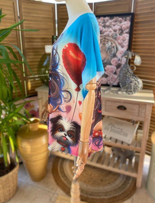 Top fin ample multicolore La Jeune fille aux Lunettes Coeurs du 40 au 52 