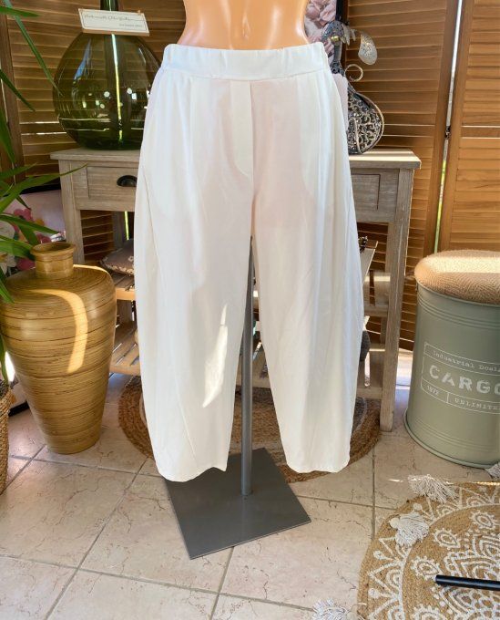 Pantalon dit Japonais Tenko Punto Milano Wide Leg blanc du 38 au 48