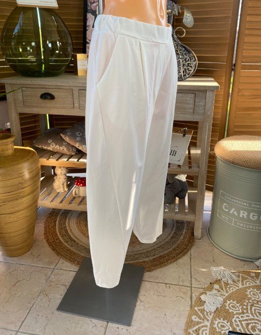 Pantalon dit Japonais Tenko Punto Milano Wide Leg blanc du 38 au 48