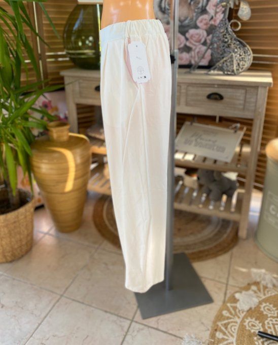 Pantalon dit Japonais Tenko Punto Milano Wide Leg blanc du 38 au 48