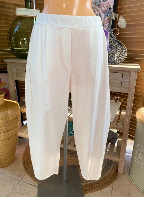 Pantalon dit Japonais Tenko Punto Milano Wide Leg blanc du 38 au 48