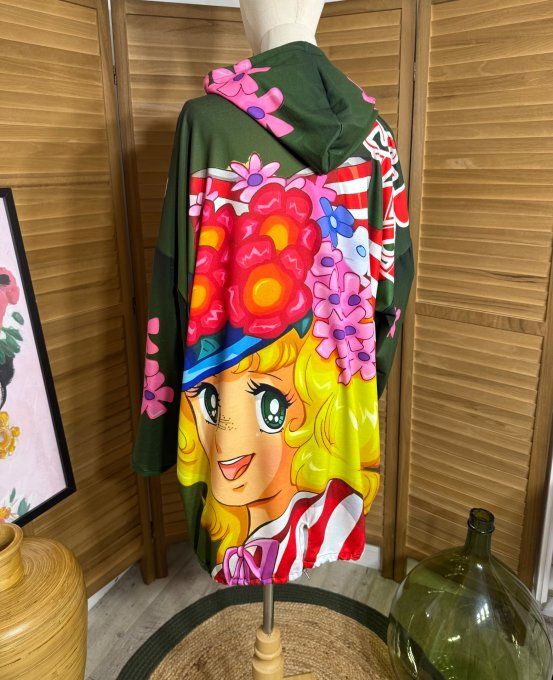 Sweat fin à capuche long multicolore Au Pays de Candy du 40 au 52/54