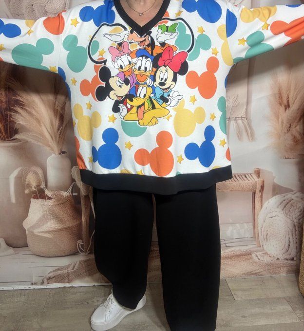Sweat blanc manches longues Mickey Mouse et ses Amis Disney du 40 au 52/54