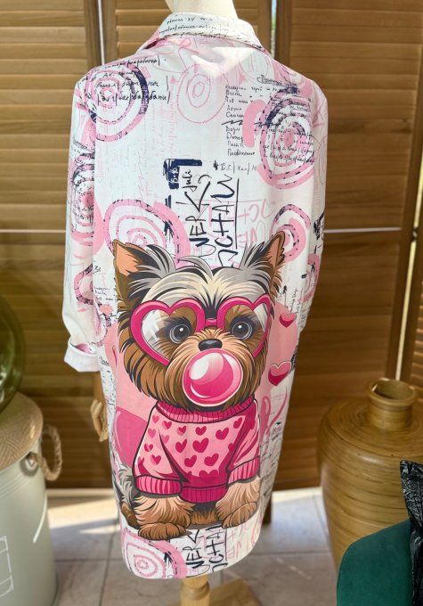 Veste longue suédine blanche Mon adorable Yorkshire du 36 au 46/48 et même +  