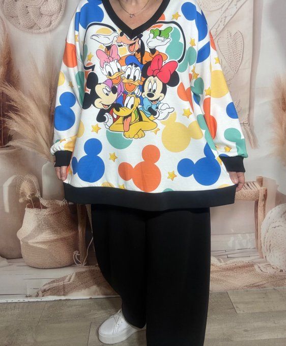 Sweat blanc manches longues Mickey Mouse et ses Amis Disney du 40 au 52/54