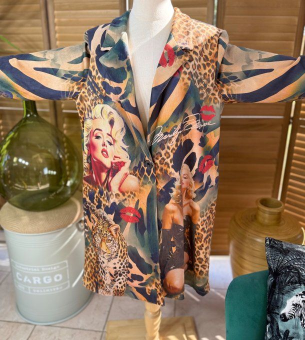 Veste longue suédine zébrée et Léopard Marylin Monroe du 36 au 46/48 et même + 