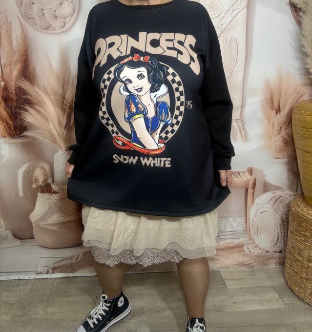 Sweat ample noir Blanche-Neige Disney Lovely Princess du 40 au 50/52