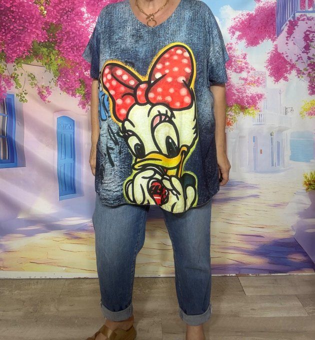 Tee-shirt ample effet jeans délavé Daisy Duck Disney du 42 au 54/56  