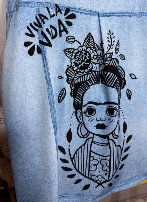 Chemise ample effet chemise en jeans délavé Viva Frida Kahlo du 40 au 52  