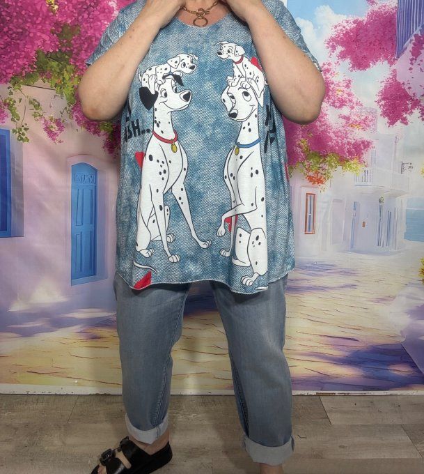 Top fin ample effet jeans délavé Les 101 Dalmatiens Disney du 42 au 54/56 