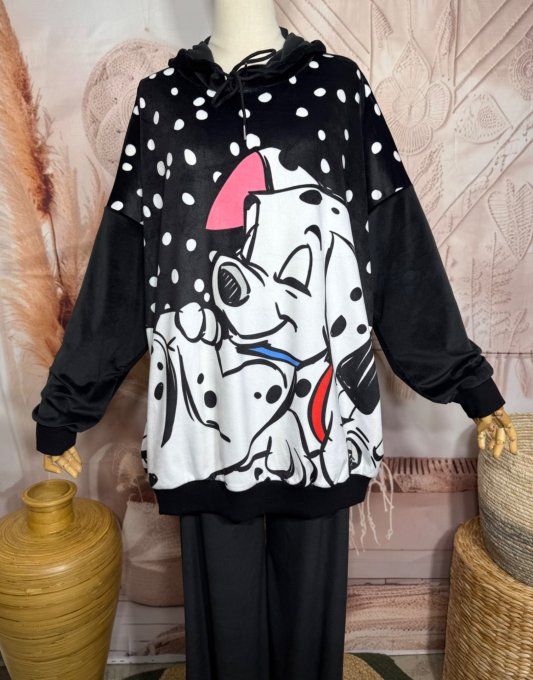 Survêtement ou Ensemble détente velours noir Les Dalmatiens sous la neige du 38 au 52/54 