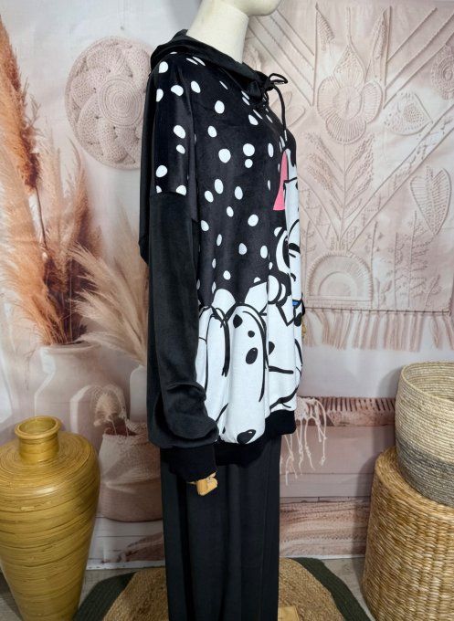 Survêtement ou Ensemble détente velours noir Les Dalmatiens sous la neige du 38 au 52/54 