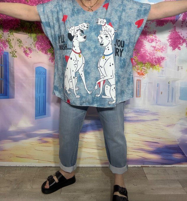 Top fin ample effet jeans délavé Les 101 Dalmatiens Disney du 42 au 54/56 