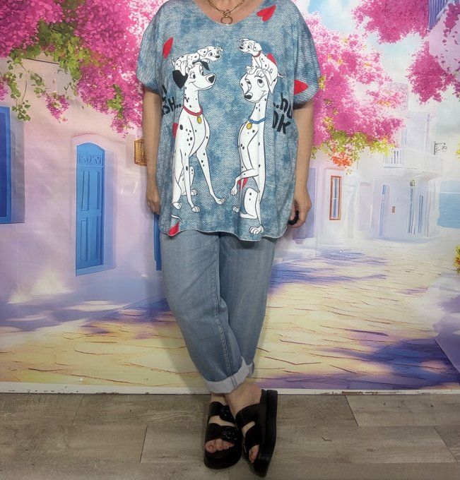 Top fin ample effet jeans délavé Les 101 Dalmatiens Disney du 42 au 54/56 