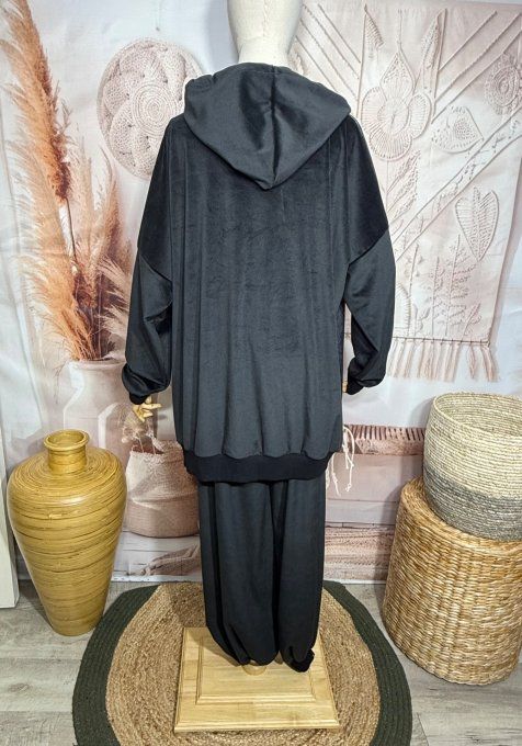 Survêtement ou Ensemble détente velours noir Le Chat au coeur rouge du 38 au 52/54