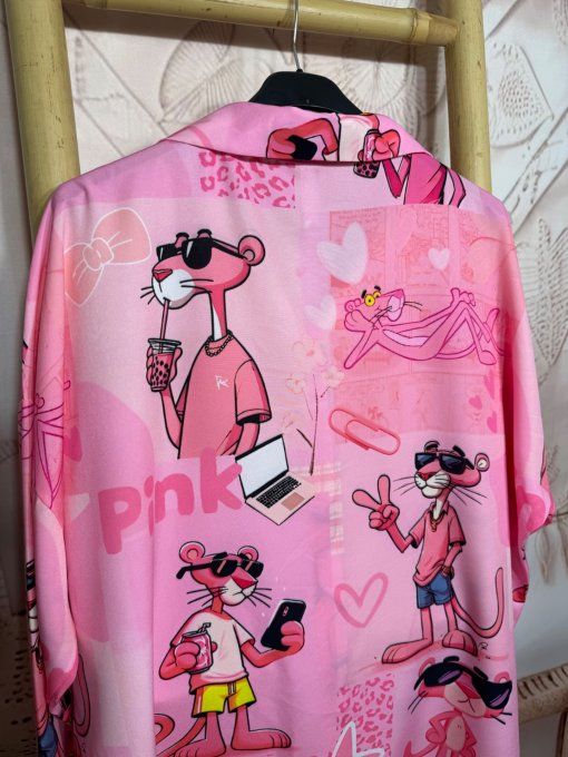 Chemise ample rose bonbon La Panthère Rose All Over du 40 au 50 et même +
