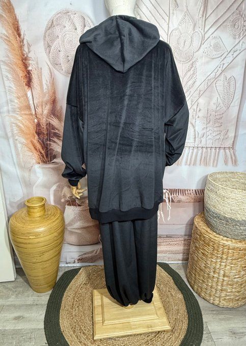 Survêtement ou Ensemble détente velours noir Mercredi Famille Adams et chat noir du 38 au 52/54 