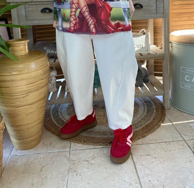 Pantalon dit Japonais Tenko Punto Milano Wide Leg blanc du 38 au 48