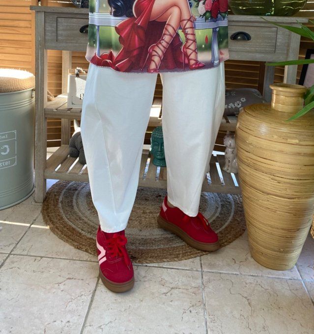 Pantalon dit Japonais Tenko Punto Milano Wide Leg blanc du 38 au 48