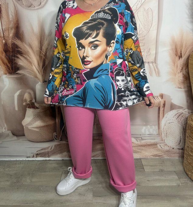 Top manches longues Audrey Hepburn in New York Pop Art du 40 au 50/52 