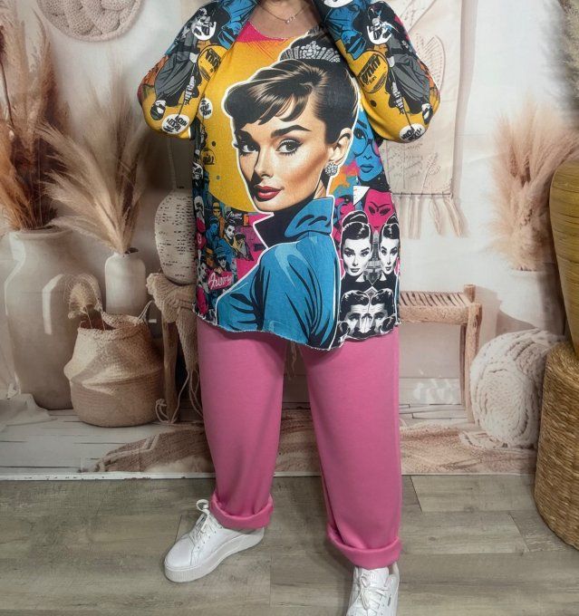 Top manches longues Audrey Hepburn in New York Pop Art du 40 au 50/52 