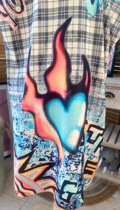 Maxi-Robe à capuche  suédine Tartan carreaux molletonnée Love Heart du 42 au 52 