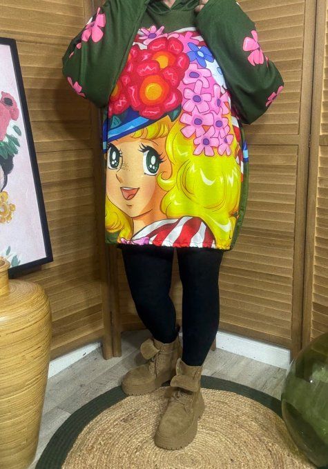 Sweat fin à capuche long multicolore Au Pays de Candy du 40 au 52/54