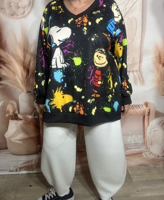 Sweat noir manches longues Snoopy & Peanuts Friends du 40 au 52/54