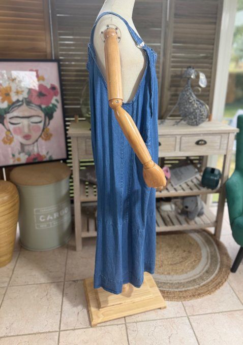 Salopette ample Jeans fin Tencel Stone bretelles réglables du 40 au 50/52 