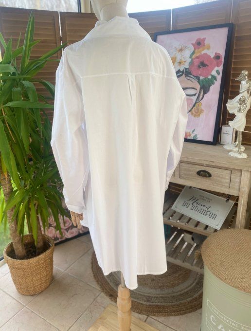Chemise blanche ample popeline coton du 38 au 48