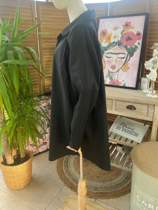 Chemise noire ample popeline coton du 38 au 48